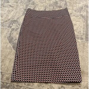Margaret M Geometric Coral And Black Womens Size XS Pencil Skirt Stretch Pull On